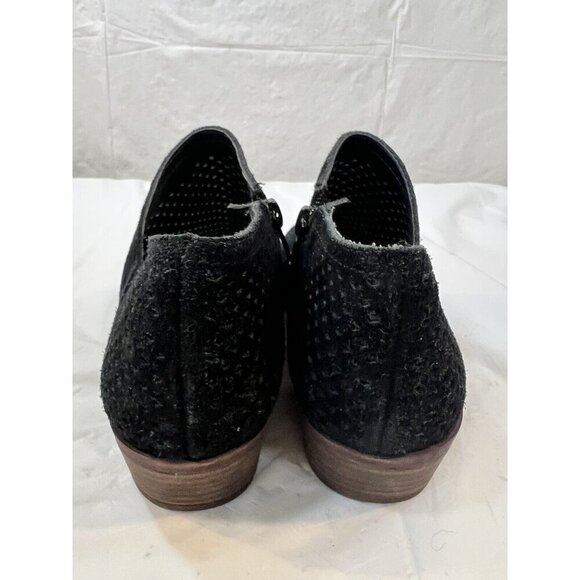 Lucky Brand Baley Black Suede Mesh Block Heel Side Zip Ankle Booties Boots  6.5 - Picture 13 of 14